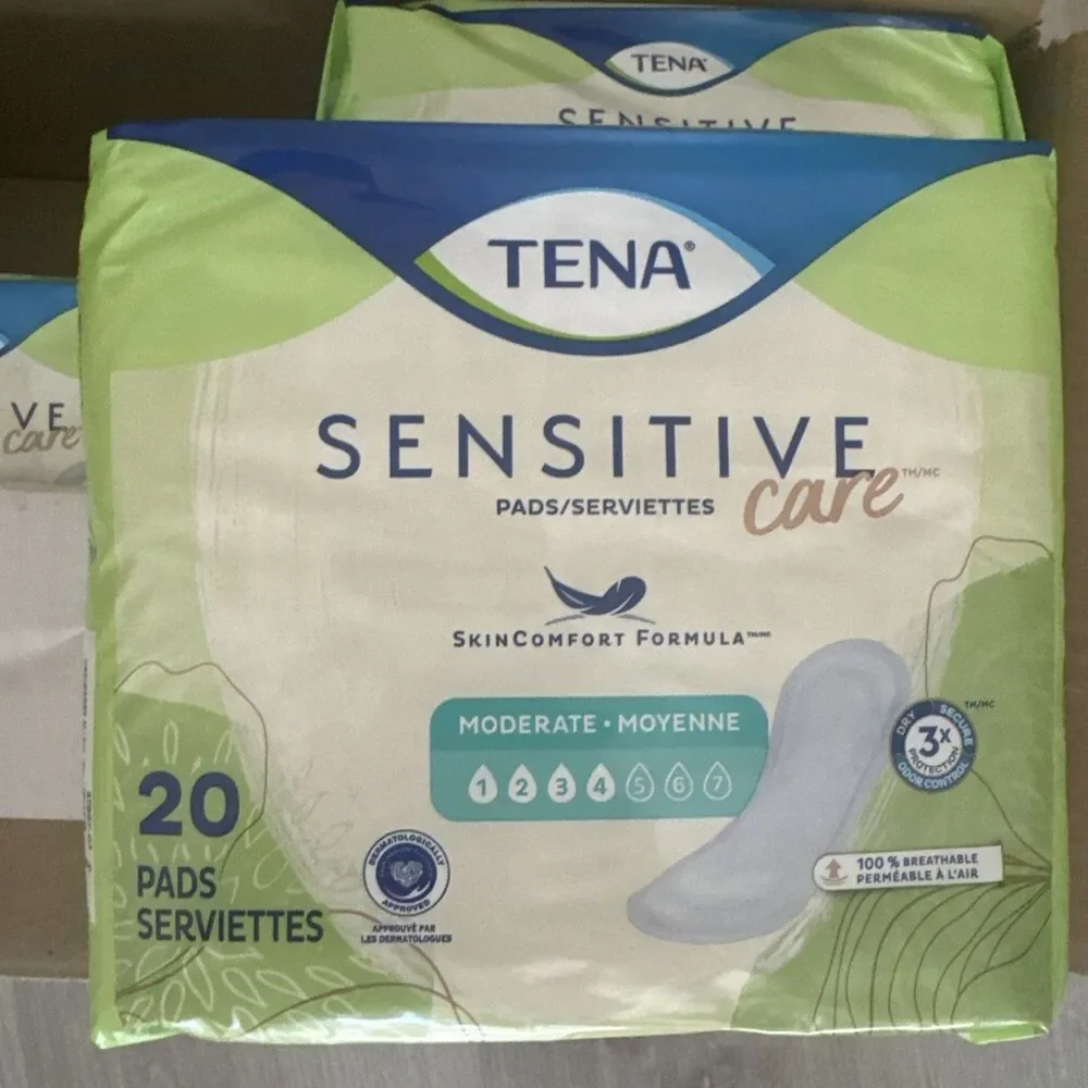 TENA Sensitive Care Moderate Incontinence Pads Lot of 6 Packs 20 Ct 120 Total